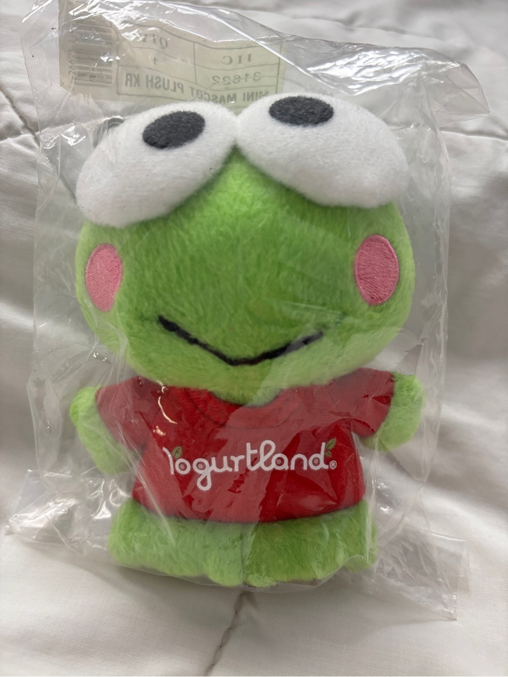 Sanrio Keroppi Green Plush keychain bag charm W Red iconic Yogurtland brand T